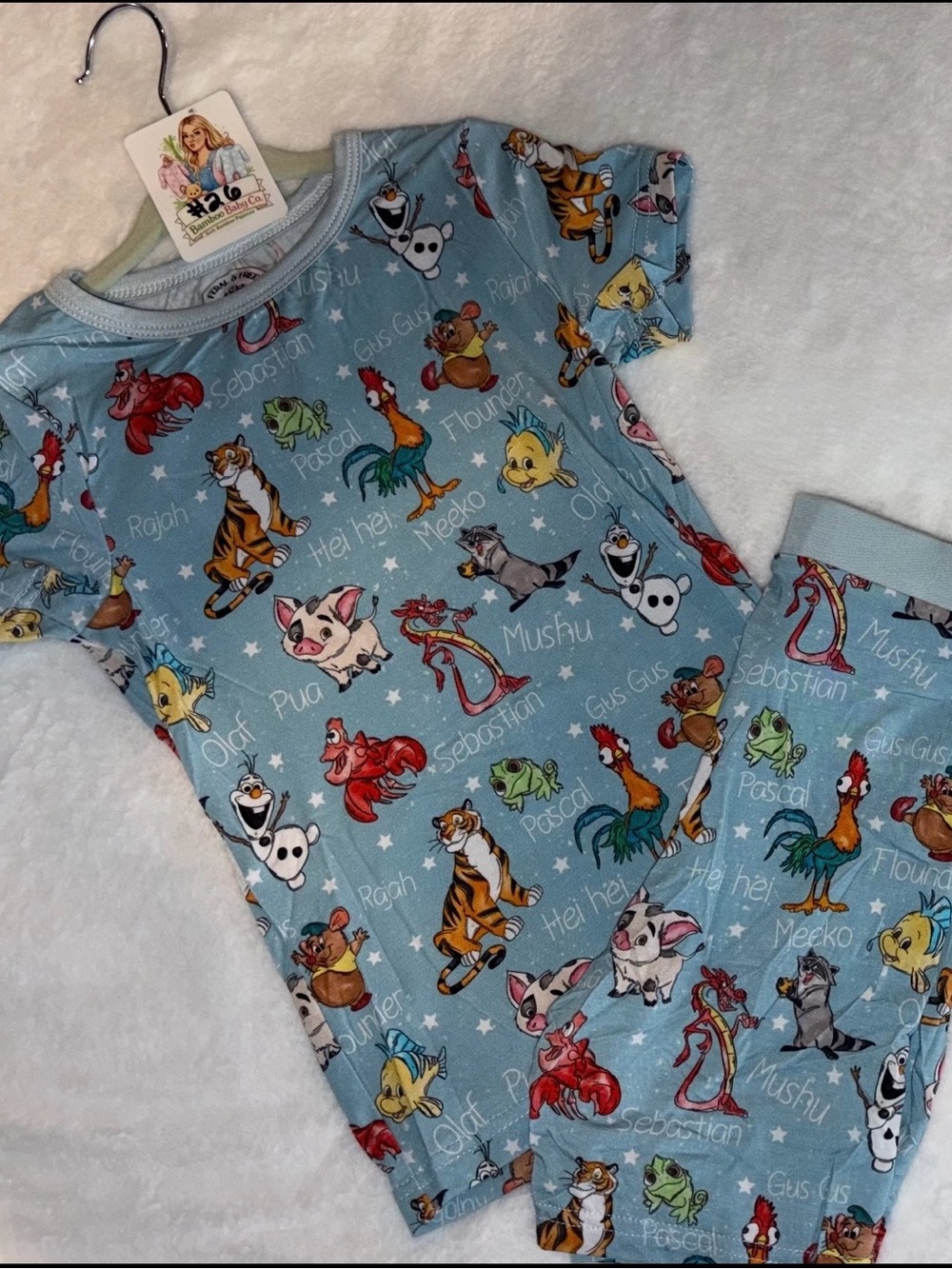 Bamboo Light Blue Disney Character Short Sleeve Pajama Set